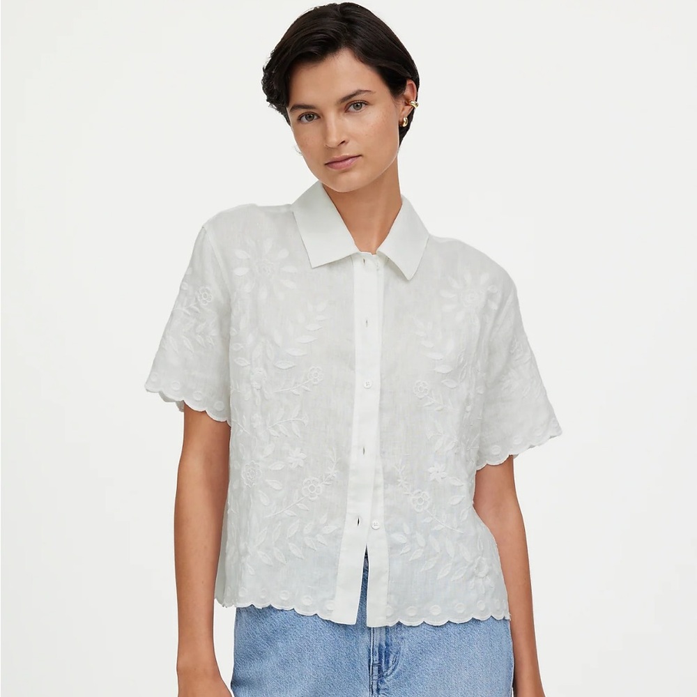 Madewell Boxy Button-front Shirt in White Eyelet